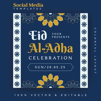 Eid Al Adha Social Media Post design. A good template for advertising on social media. Perfect for social media Sale posts, and web banner internet ads. vector
