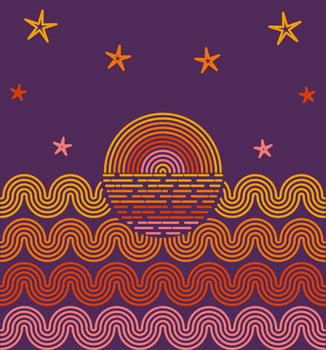 Sunset line art vector