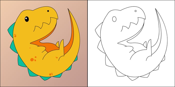 Cute Tyrannosaurus rex suitable for children's coloring page vector illustration
