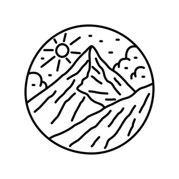 camping nature wildlife in mono line art for badge, sticker, patch, t shirt design, etc vector