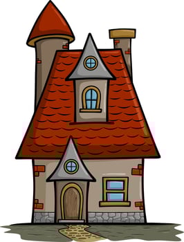 Fairytale old house in retro style vector illustration