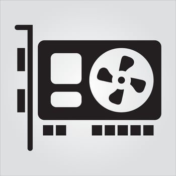 Isolated VGA Card Computer Component Glyph EPS 10 Graphic vector