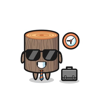 Cartoon mascot of tree stump as a businessman vector