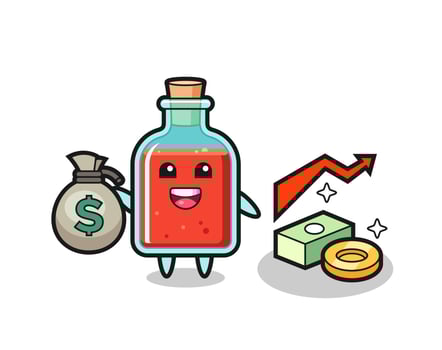 square poison bottle illustration cartoon holding money sack vector