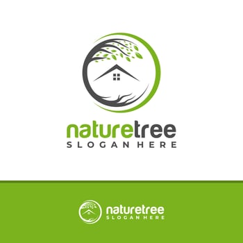 Nature Home logo design vector, Creative House Tree logo concepts template illustration. vector