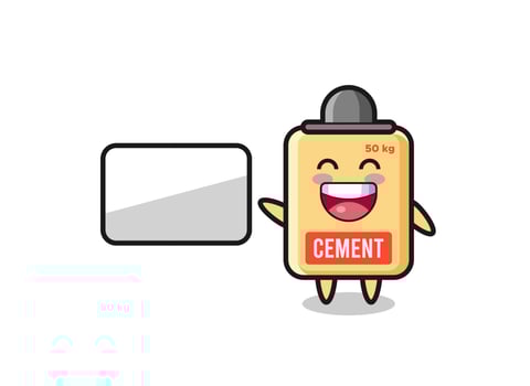 cement sack cartoon illustration doing a presentation vector