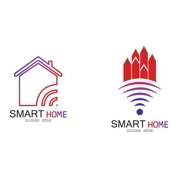 Wifi House Vector Logo.Smart City Tech Icon Vector. City Net Logo Concept Vector
