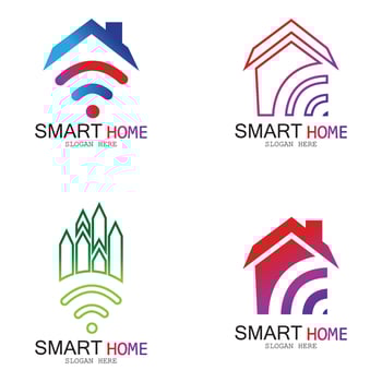 Wifi House Vector Logo.Smart City Tech Icon Vector. City Net Logo Concept Vector