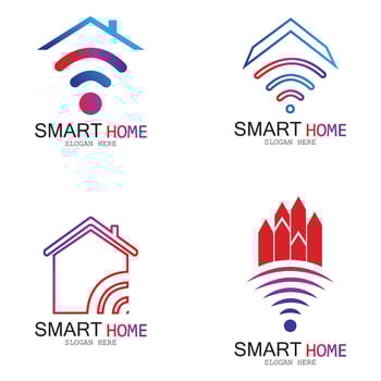 Wifi House Vector Logo.Smart City Tech Icon Vector. City Net Logo Concept Vector