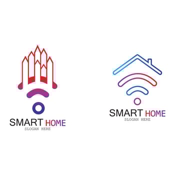 Wifi House Vector Logo.Smart City Tech Icon Vector. City Net Logo Concept Vector