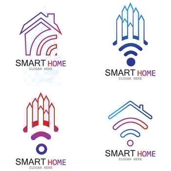 Wifi House Vector Logo.Smart City Tech Icon Vector. City Net Logo Concept Vector