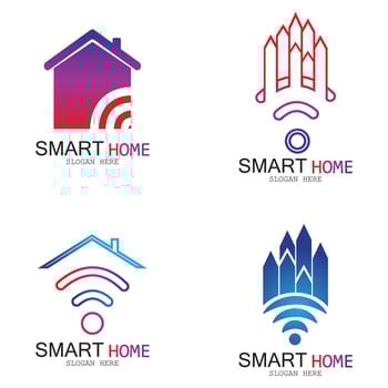 Wifi House Vector Logo.Smart City Tech Icon Vector. City Net Logo Concept Vector