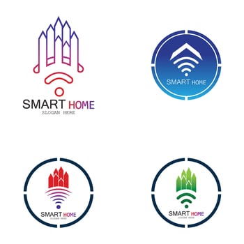 Wifi House Vector Logo.Smart City Tech Icon Vector. City Net Logo Concept Vector