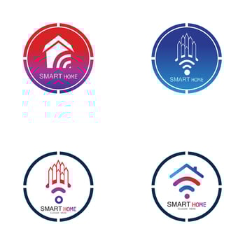 Wifi House Vector Logo.Smart City Tech Icon Vector. City Net Logo Concept Vector