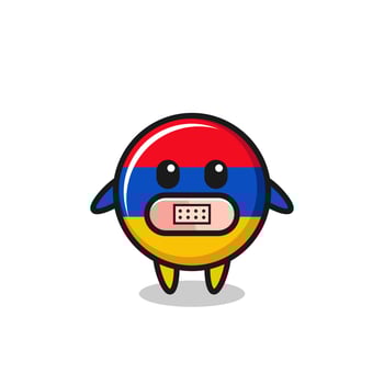 Cartoon Illustration of armenia flag with tape on mouth vector