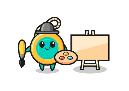 Illustration of yoyo mascot as a painter vector