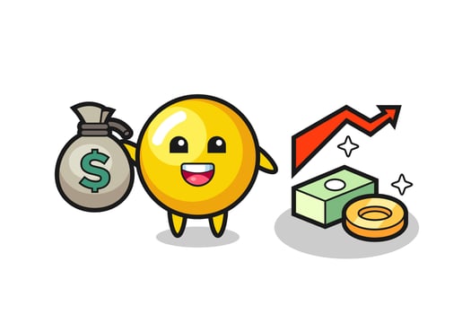 egg yolk illustration cartoon holding money sack vector