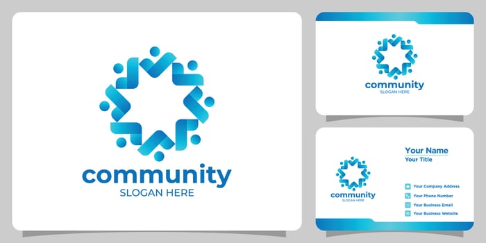 set of simple community logos and business cards vector