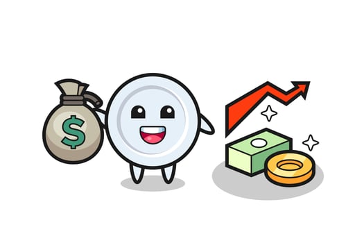 plate illustration cartoon holding money sack vector