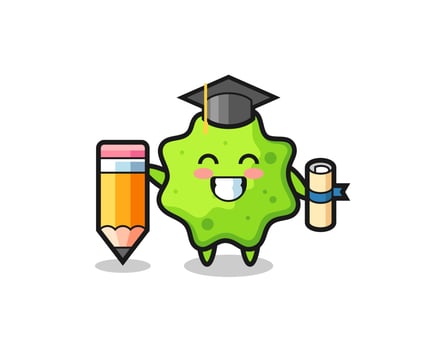 splat illustration cartoon is graduation with a giant pencil vector