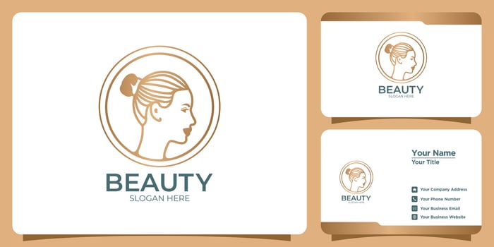 beauty logo and business card set vector