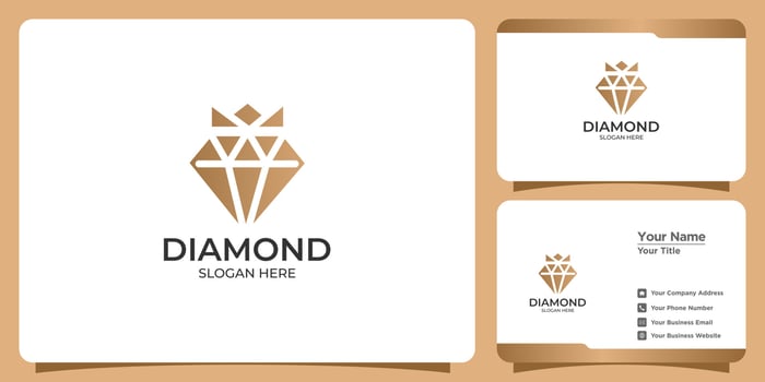 set of minimalist diamond design logo and business card vector