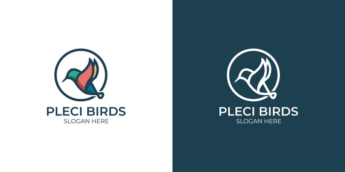 line style and colorful bird logo set vector