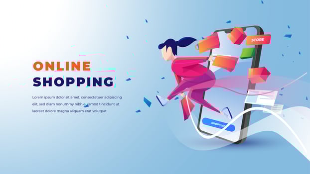 shopping list people illustration with smartphone vector