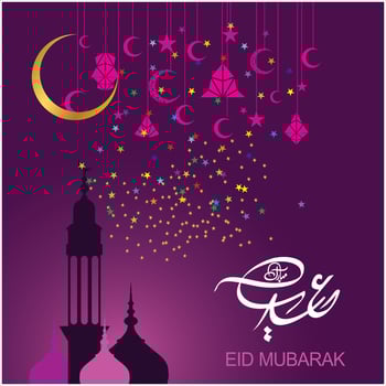 Eid Mubarak Arabic calligraphy for the celebration of Muslim community festival vector