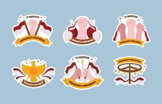 Indonesia Independence Day Sticker Pack vector