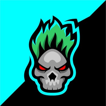 Skull head gaming logo E sport vector