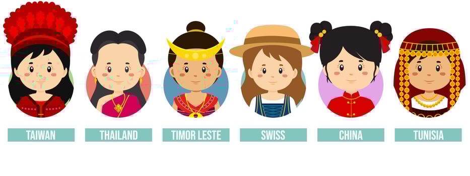 Set Girl Avatars with Different Countries vector