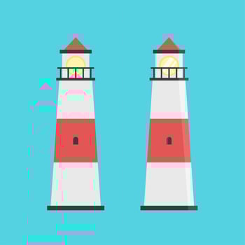 lighthouse flat icon illustration in white and red striped color for summer, marine and other design elements about sea and beach vector