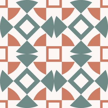Islamic square-triangle geometric shape seamless pattern background. Ethnic persian brown-green color retro design. Use for home interior decoration elements. vector
