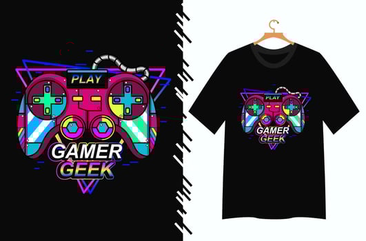 gamer illustration for t shirt design vector