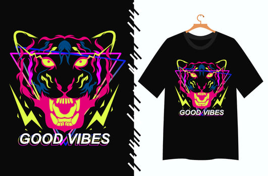 tiger face illustration t shirt design vector