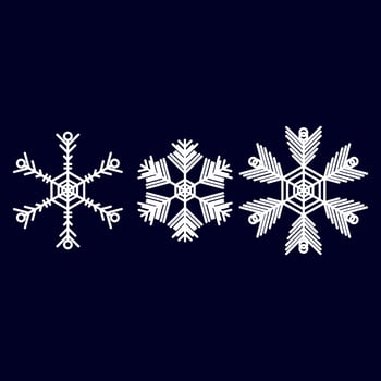 White snowflake vector isolated on black background, illustration for christmas card decoration, winter concept