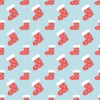 Seamless background of red socks for Christmas day, decorative red sock icon for Christmas night. vector