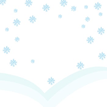 Winter vector background, falling snow and covering all over the area, copy space for design, use as wallpaper or greeting card, for Christmas and New Year.