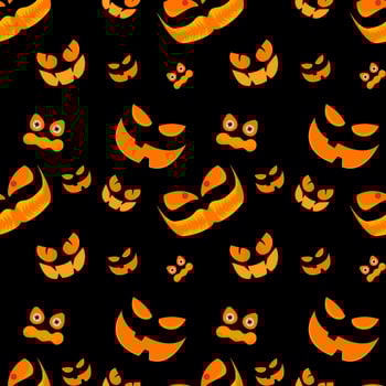 Seamless pattern background of pumpkin devil face on Halloween night.  Halloween Festival Ideas vector