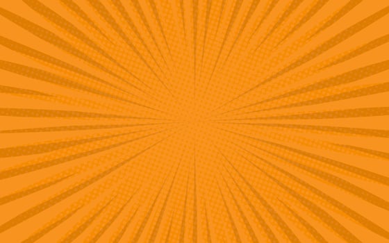 Sun rays retro vintage style on orange background. Comic pattern with starburst and halftone. Cartoon retro sunburst effect with dots. Summer banner vector illustration