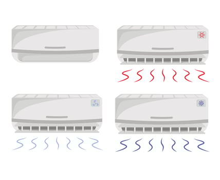 Wall mounted electric air conditioner, cooling system and climate control equipment. vector