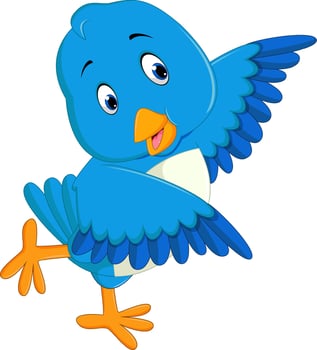 Cute blue bird cartoon vector