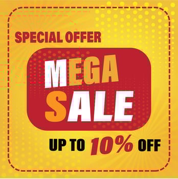 Mega Sale. ESP 10 Illustrator. up to 10 percentage off. Vector illustration