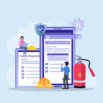 OSHA online service or platform vector. Occupational safety and health administration. vector