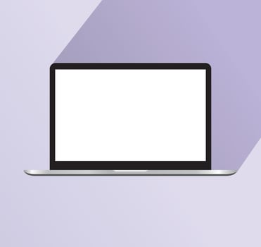 Realistic Silver Glossy Slim Laptop Illustration Pc Display Technology Modern Device Digital Notebook Office Business Presentation Showcase Reflection Flat Icon Template vector