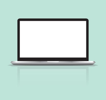 Realistic Silver Metallic Laptop Illustration Isolated Technology Modern Device Desktop Notebook Office Business Presentation Showcase Flat Icon Vector Template