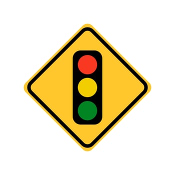 Warning sign of red light isolated. Traffic light icon vector on red triangle sign.