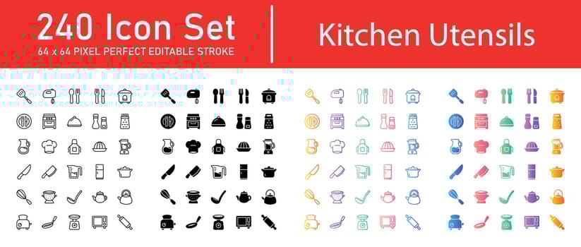 Kitchen Utensils Icon Pack vector
