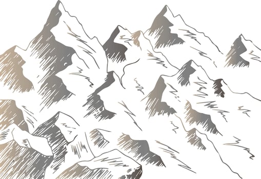 mountain vector isolated illustration contour hand drawn mountainous terrain